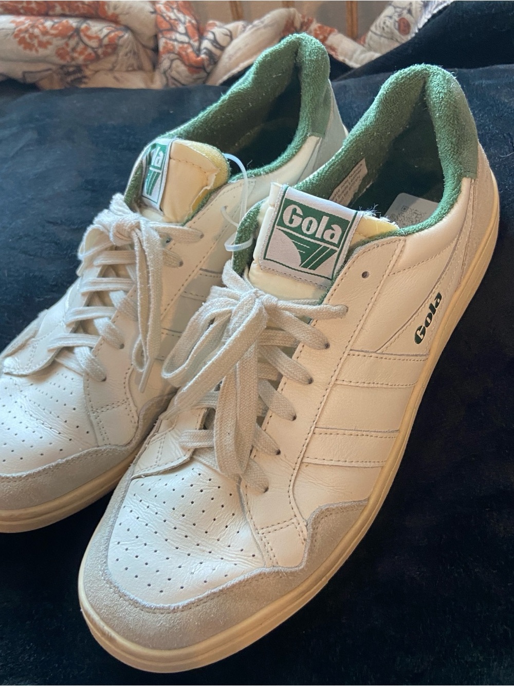Gola Men's White & Green Classic Leather Sneakers